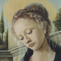 Madonna z Dzieciątkiem, fragment według Sandra Botticellego, 40x30cm